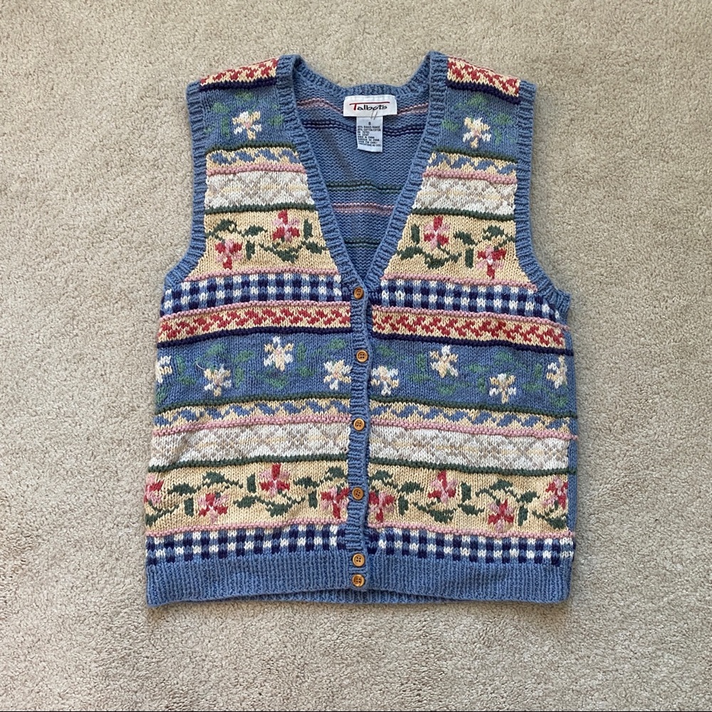 Talbots patterned sweater vest size S